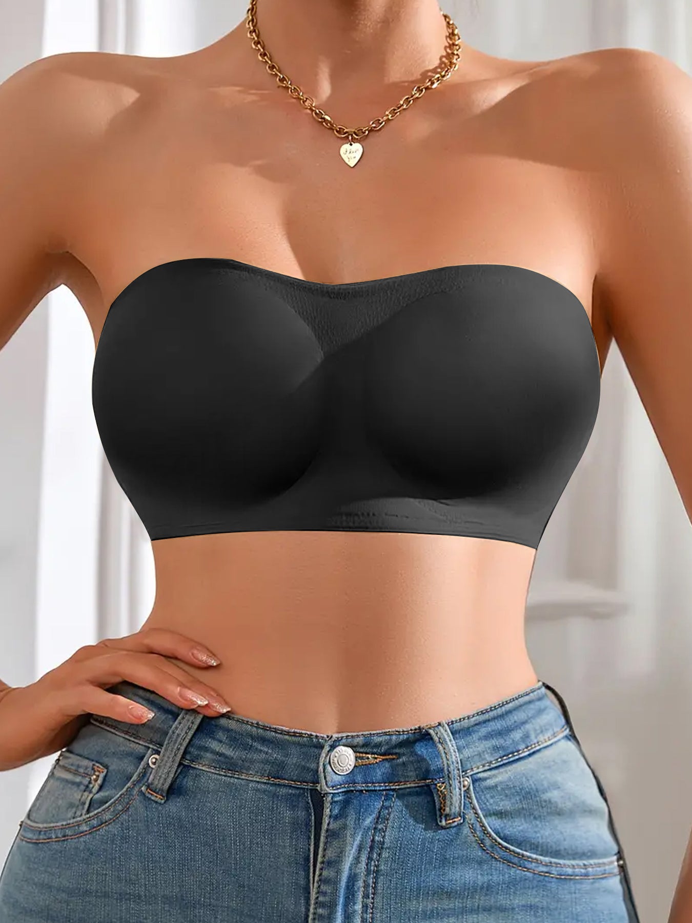 3PCS Strapless Bras For Women - Non-Slip Wireless Seamless Bras Push Up & Side Fat Control For Daily Office All Seasons